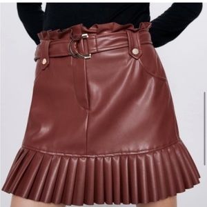 Zara Brown Faux Leather Skirt